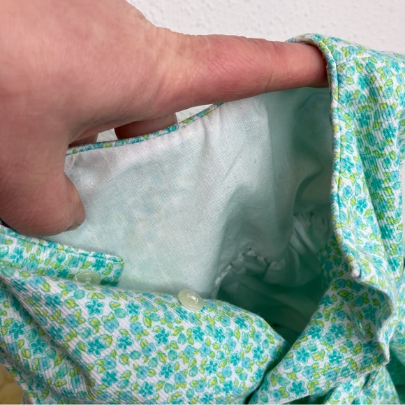 Luli & Me smocked dress green & blue floral sleeveless with bloomers 12 months - Picture 8 of 15